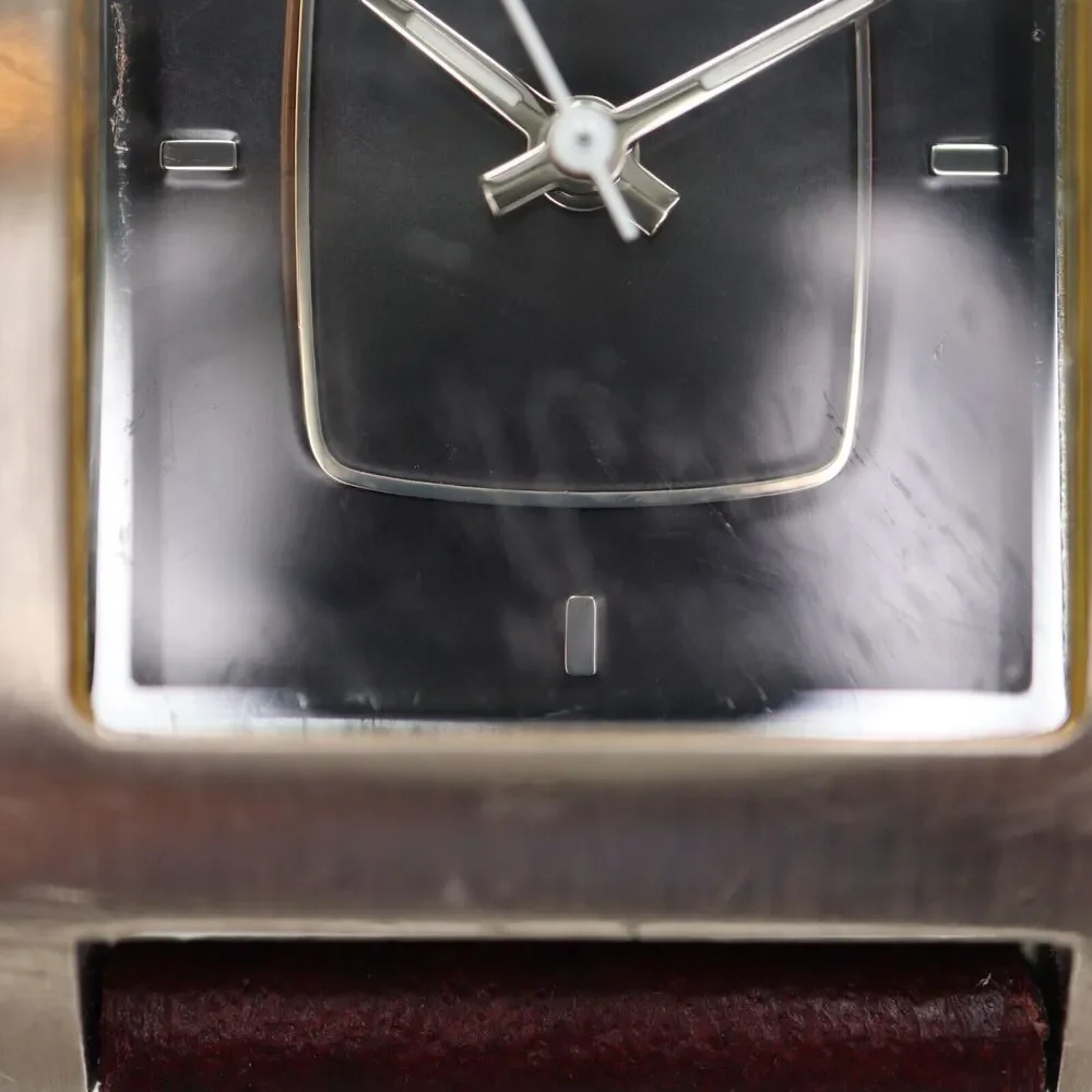 Vestal Electro Women's Tank Watch 24mm Rectangle Black Dial Brown Leather Strap